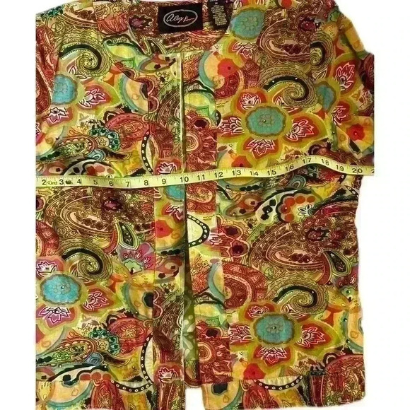 Alex Kim Art To Wear Multicolored Floral Paisley Embroidered Cardigan Jacket M - Picture 6 of 8